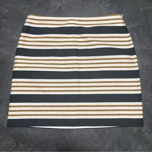 NWOT Loft A Line Striped Size 8 Lined Black/Taupe/Cream Side Zip Skirt #0590